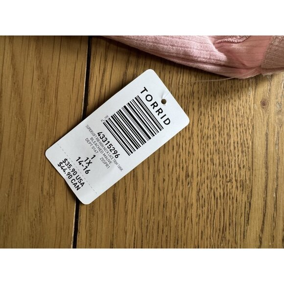 Torrid Super Soft Light Rib Knit Bleached Pink Tank Top Plus Sz 1X Lace Trim NWT - Picture 5 of 11